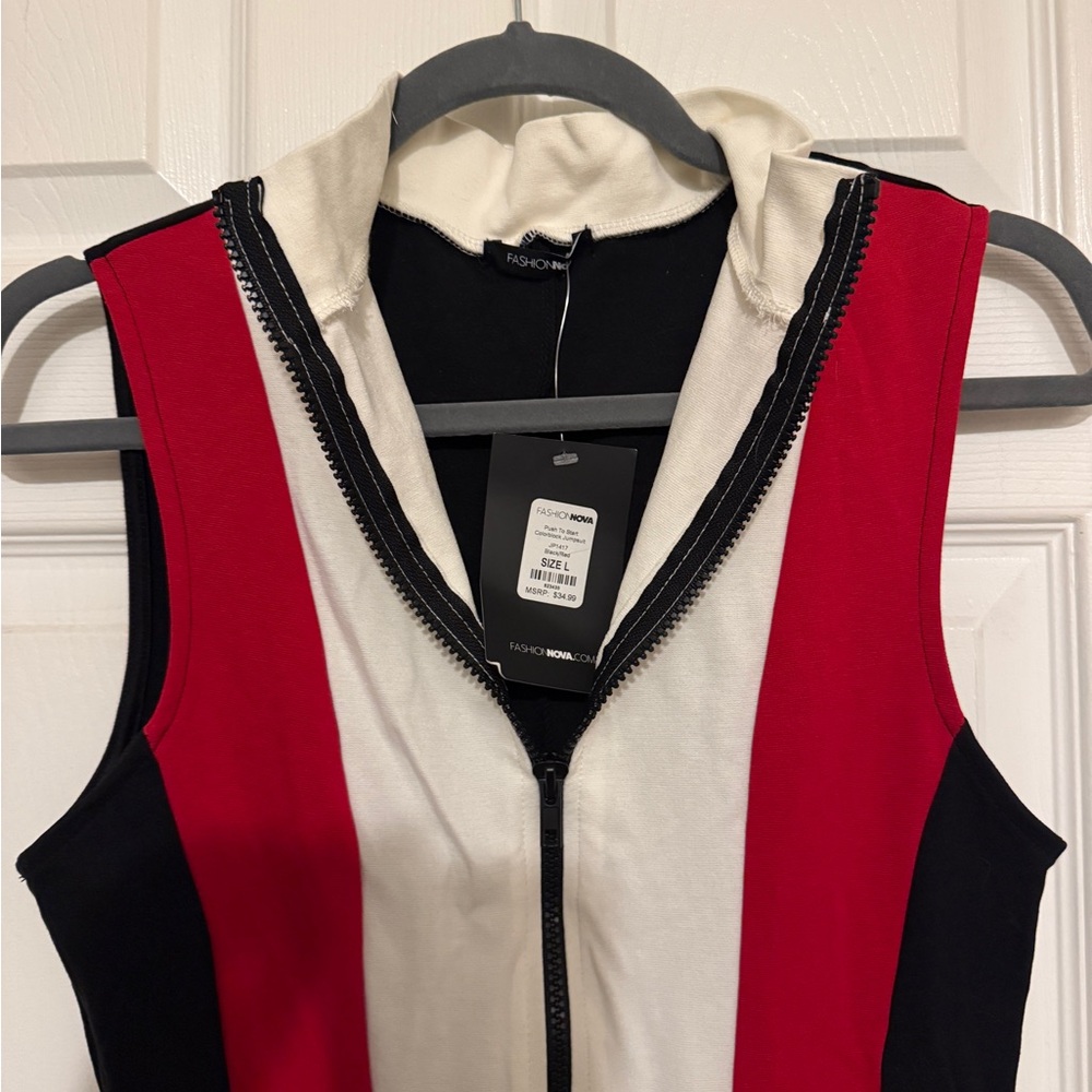 Fashion Nova Tri-Color Striped Jumpsuit - Picture 3 of 3